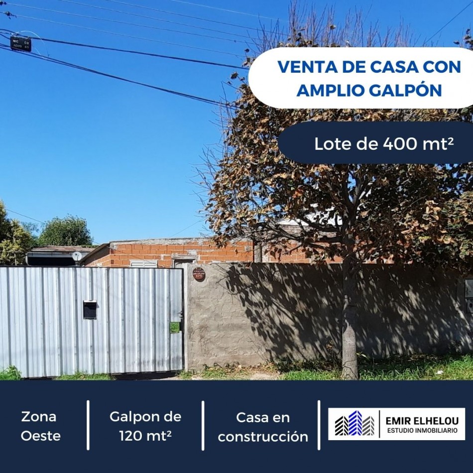 Casa de 2 dorm. a terminar con galpon. Leon Guruciaga 1090