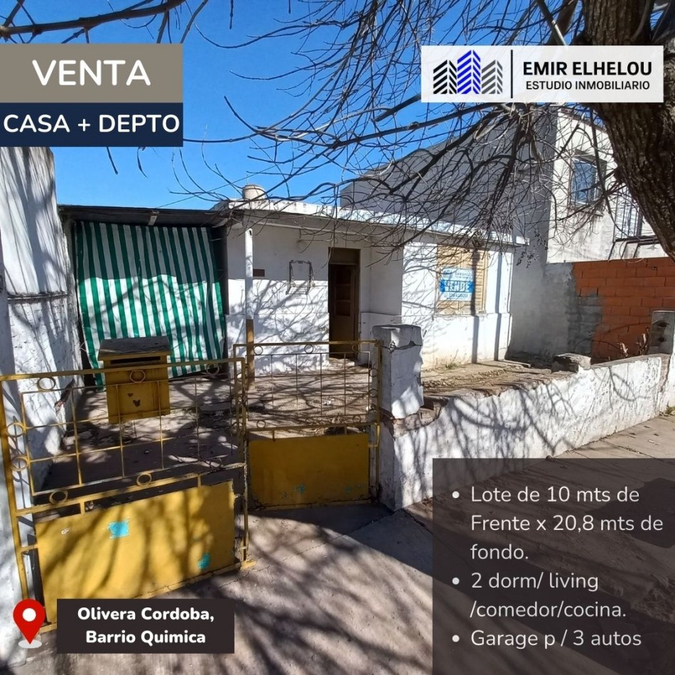 Casa a reciclar de 2 dormitorios, mas depto. en Barrio Quimica