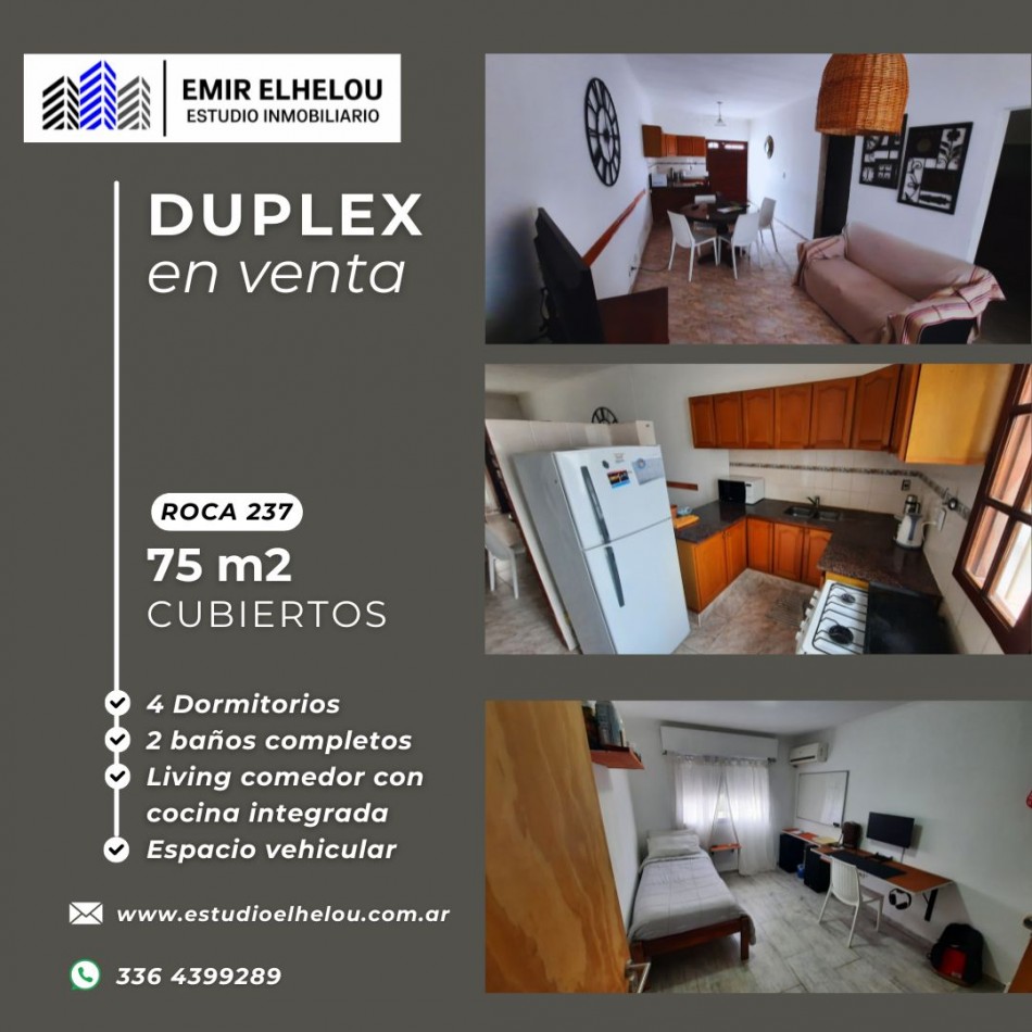Duplex de 4 dormitorios y cochera en Roca 237