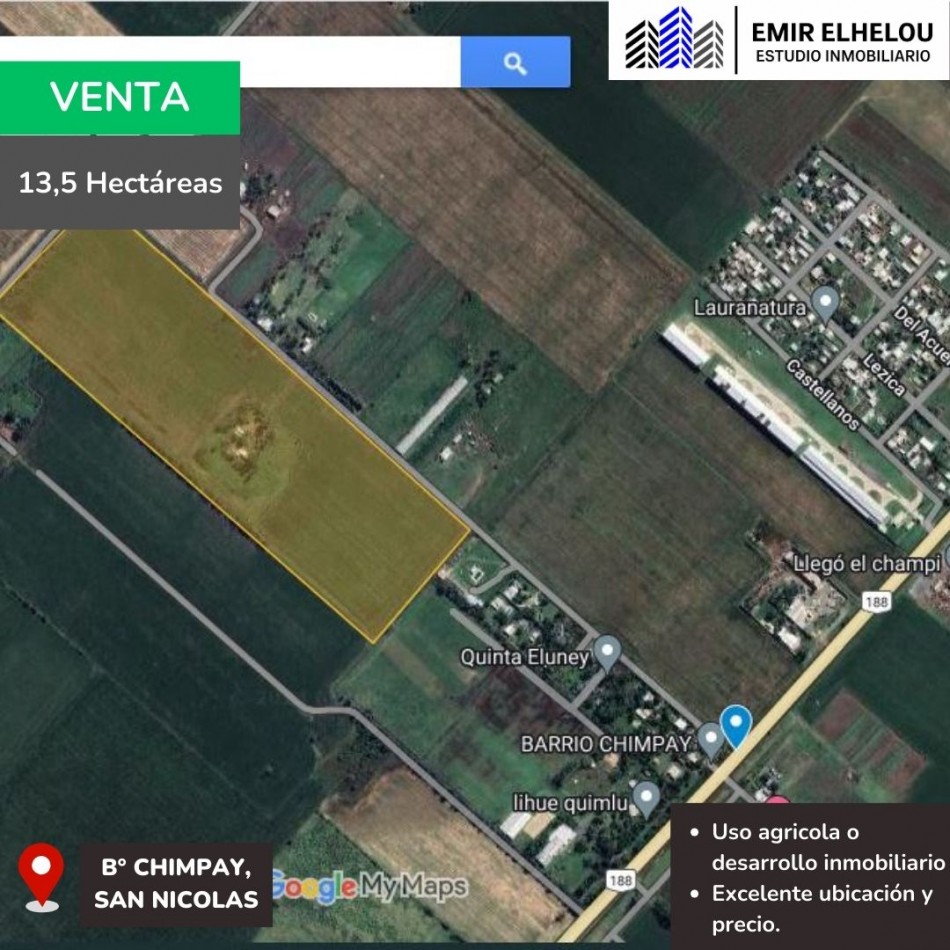 Campo de 13,5 hectareas en Barrio Chimpai Ideal Loteo