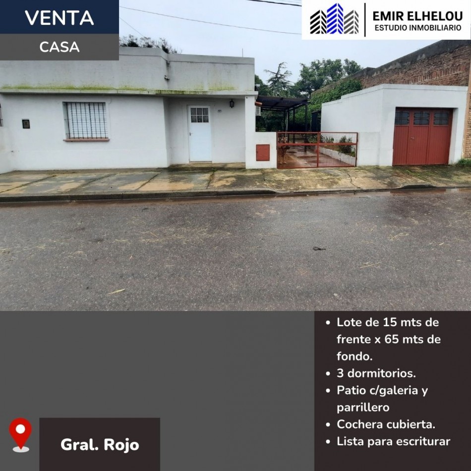 Casa de 3 dormitorios en amplio lote en General Rojo