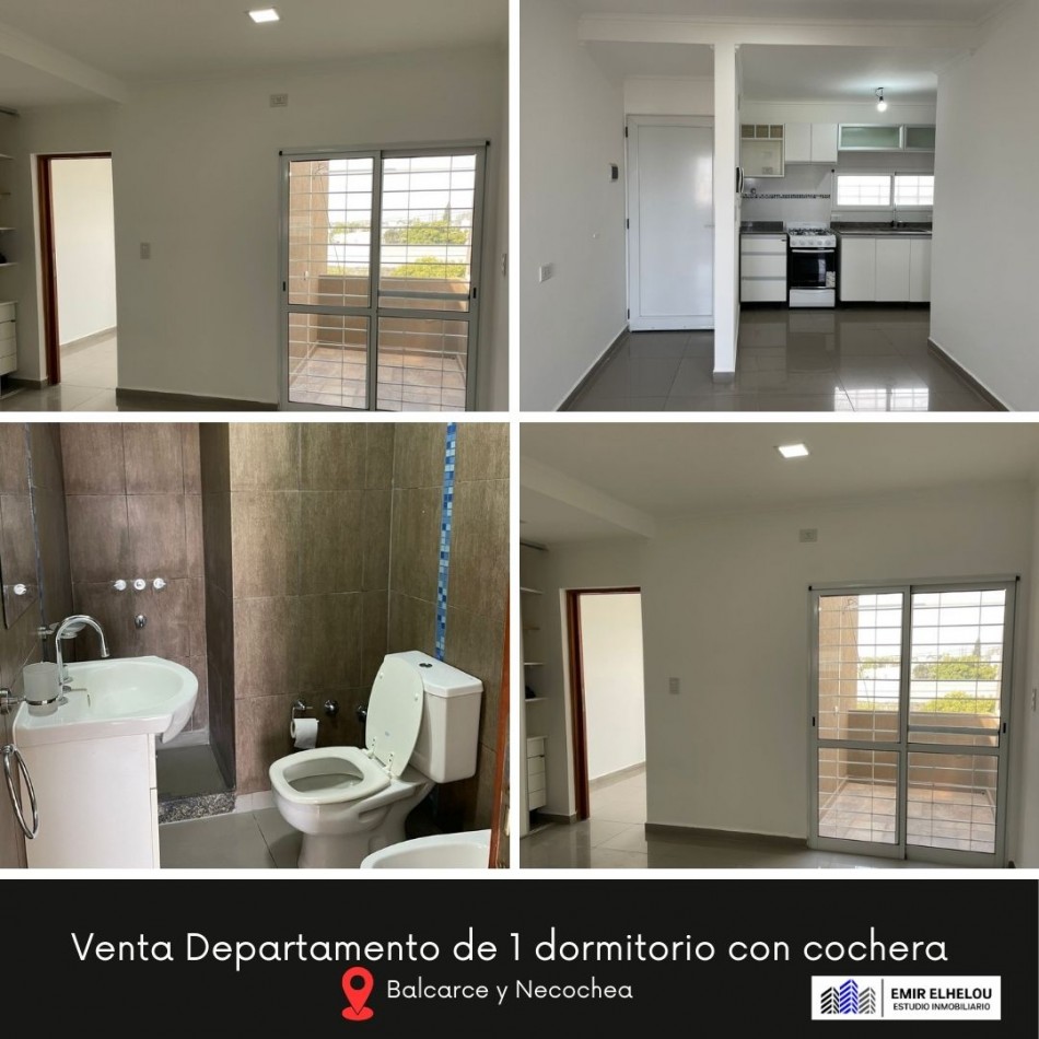 Departamento de 1 dormitorio con cochera y espacio vehicular en Balcarce 346