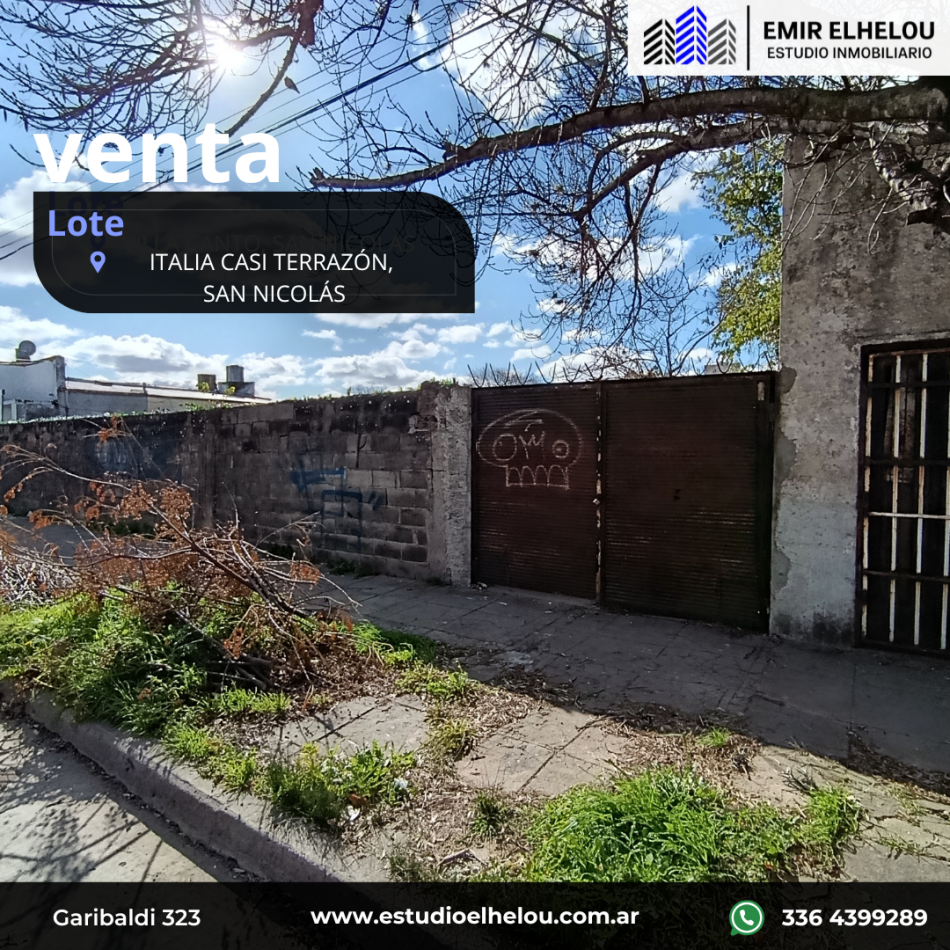 Excelente Lote de 400 mt² ubicado en calle Italia casi esquina Terrazon.