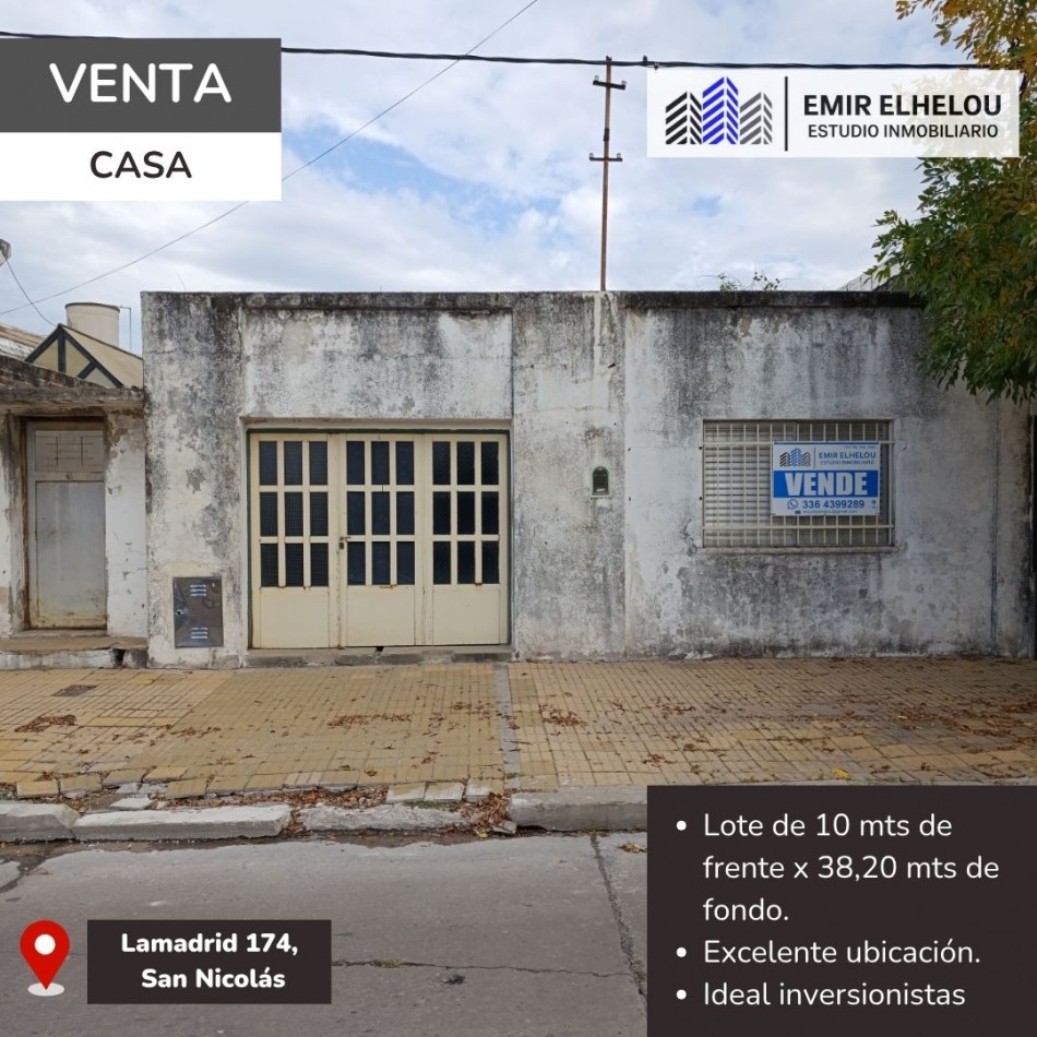 Casa a reciclar en amplio lote en Lamadrid 174