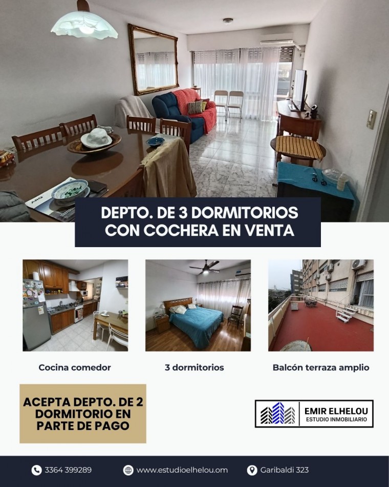 Departamento de 3 dormitorios con Cochera  y dependencias en Savio 41