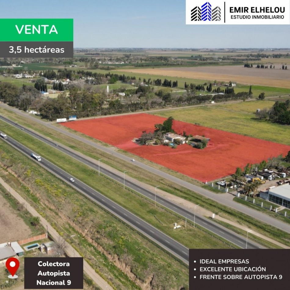 Espectacular campo sobre Autopista 9 (Altura San Nicolas)