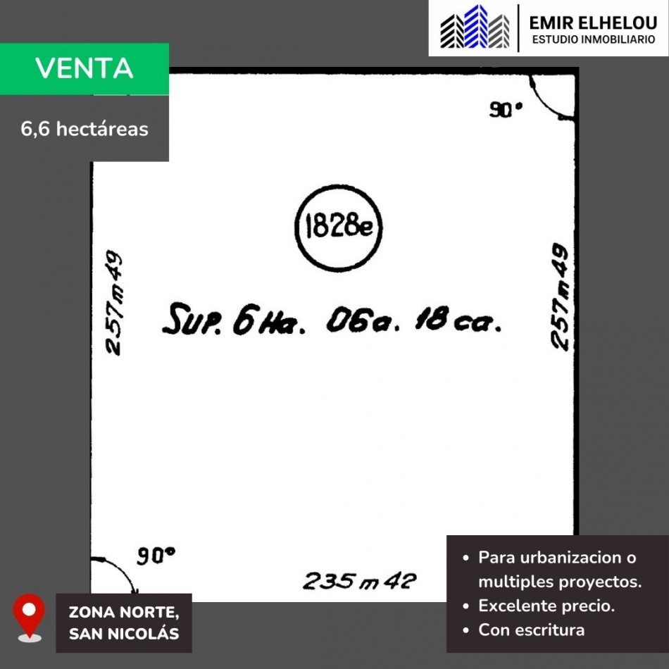 Fraccion de campo de 6,6 hectareas en San Nicolas (Zona urbana)