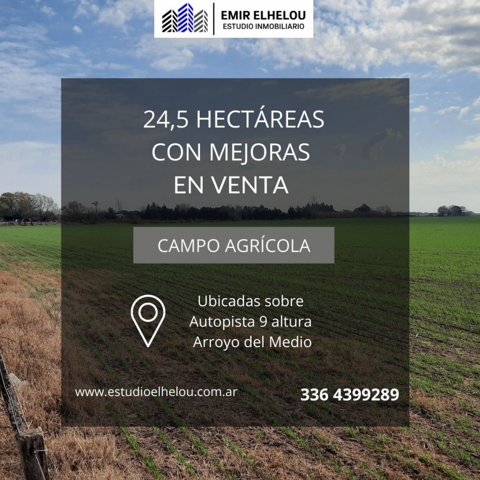 Campo agricola de 24,5 hectareas con mejoras en San Nicolas