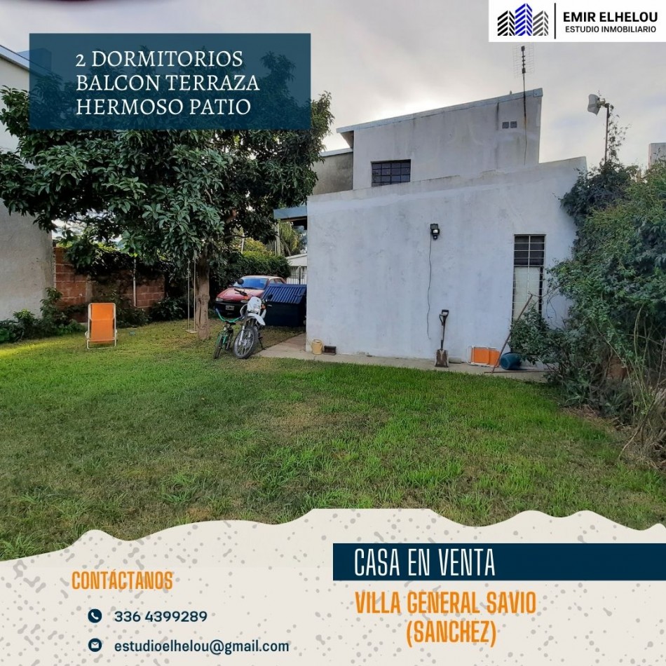 Casa de 2 dormitorios en Villa General Savio (Sanchez)