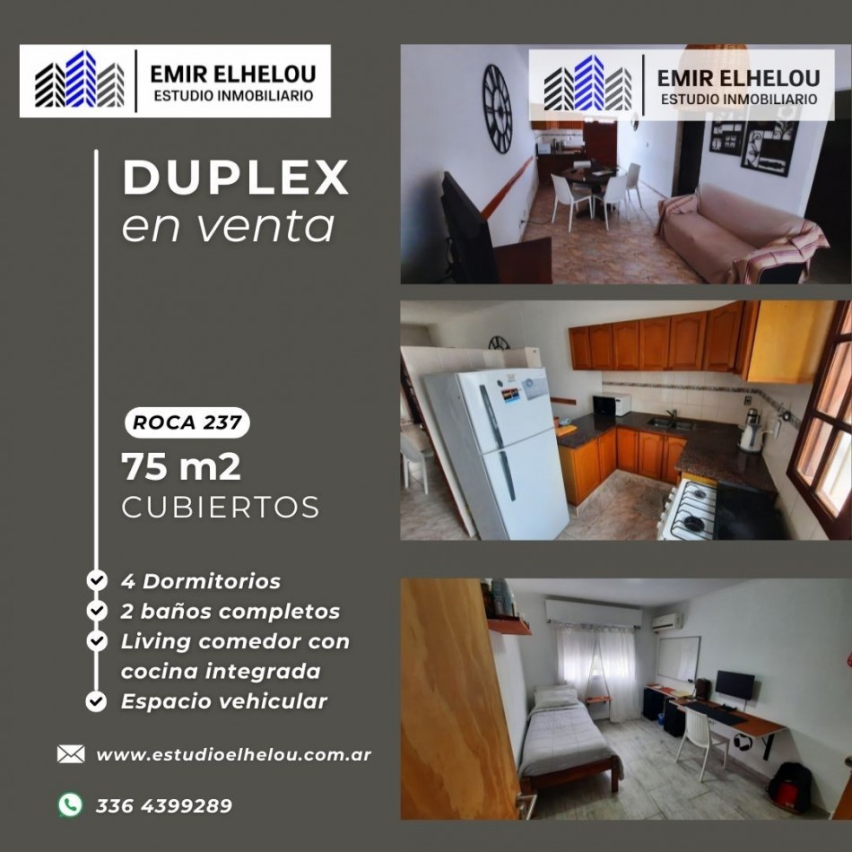Duplex de 4 dormitorios y cochera en Roca 237