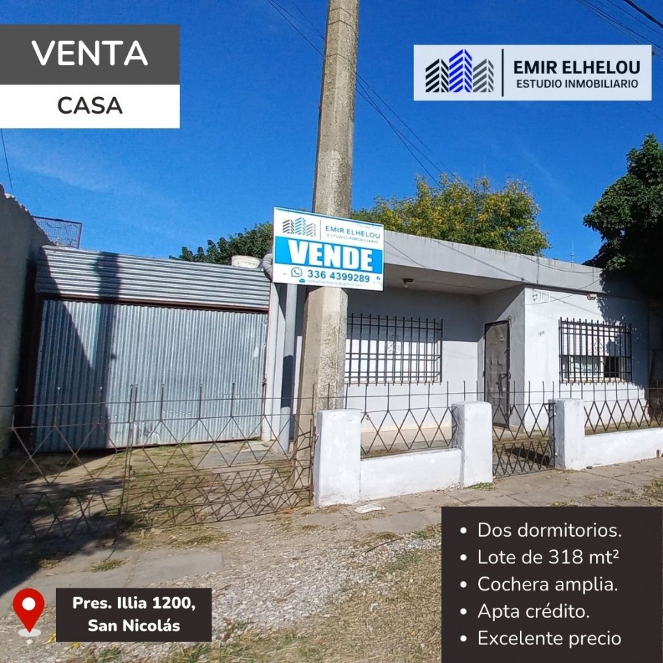 Casa de dos dormitorios en Presidente Illia 1178